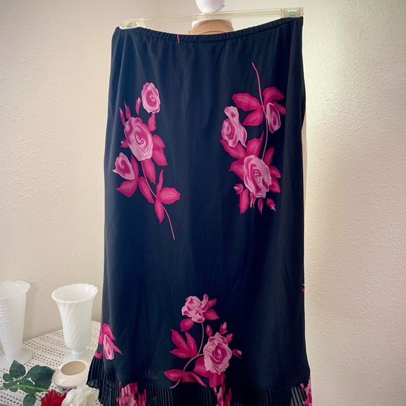 Vintage Bias Cut Accordion Pleat Roses Skirt, Sz 12 - Picture 8 of 8